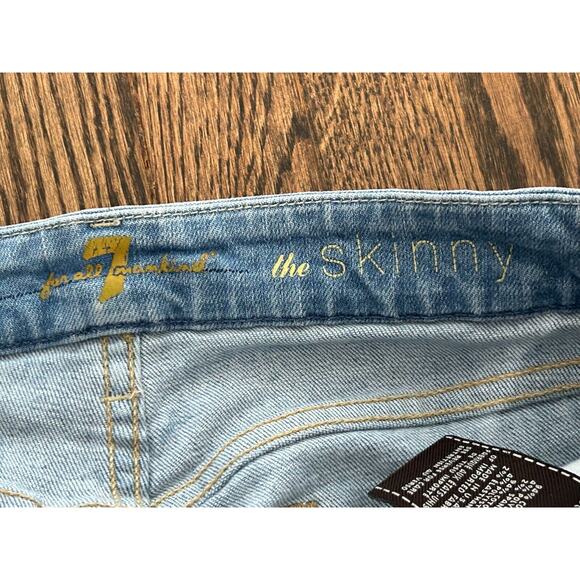 7 For All Mankind Womens Light Wash Blue Denim Mid Rise The Skinny Jeans Size 27 - Picture 4 of 11